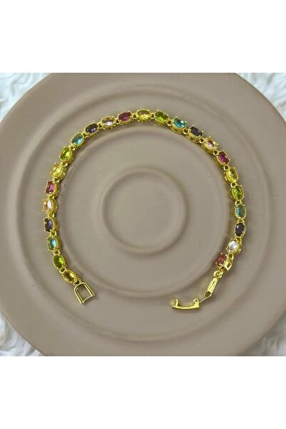Store Elegant Steel Tennis Bracelet with Colorful Oval Cut Crystal Stones in ...