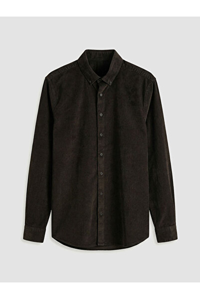 LC Waikiki Brown Slim Fit Velvet Men's Shirt