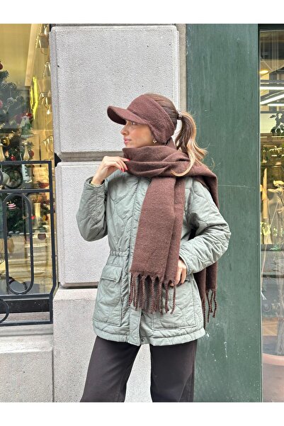 Seda Bijuteri Peluş Esnek Vizör Şapka Kahve