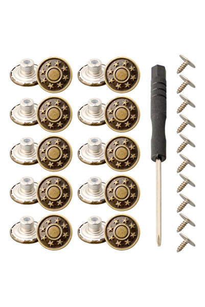 Choice3 A 10PCS Snap Fastener Metal Jeans Waist Buttons 17mm Replacement No-S...