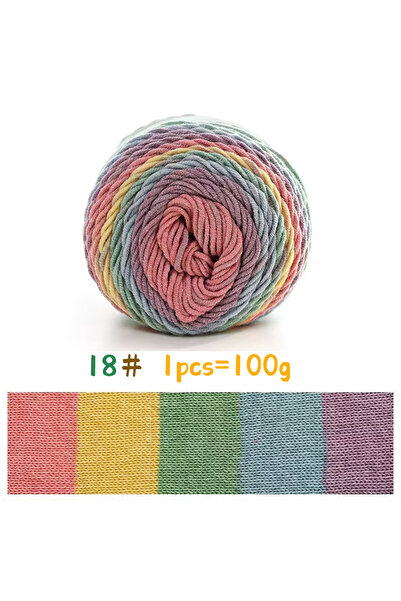Choice 18 قطعة من القطن الملون بألوان قوس قزح، 100 غرام، خيط طويل مصبوغ بنقوش...