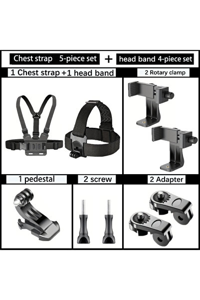 Choice حامل تصوير قابل للتعديل 4 في 1 و5 في 1، يتضمن عصابة رأس وحزام صدر للهو...