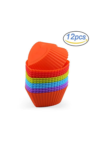 Choice Heart 12pcs/lot Silicone Cake Mold Round Heart Shape Muffin Cupcake Ba...