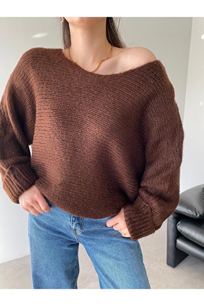 Bade Butik Coffee sleeve folded knit sweater