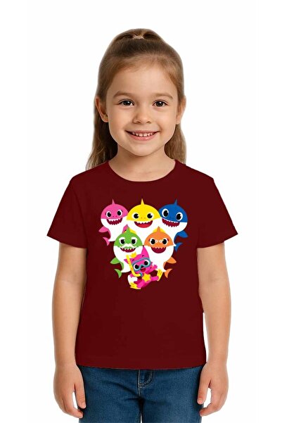 SEDİRLİ Tricou unisex Baby Shark cu imprimeu pentru copii, bumbac bucăți, bum...