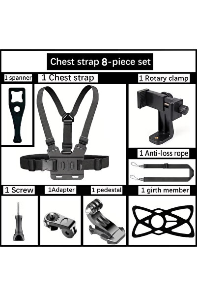 Choice حزام صدر 8 في 1 قابل للتعديل، عصابة رأس وحزام صدر، حامل تصوير للهواتف ...