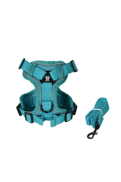 Choice طقم حزام ومقود للحيوانات الأليفة باللون الأزرق البحيري، سترة عاكسة للض...