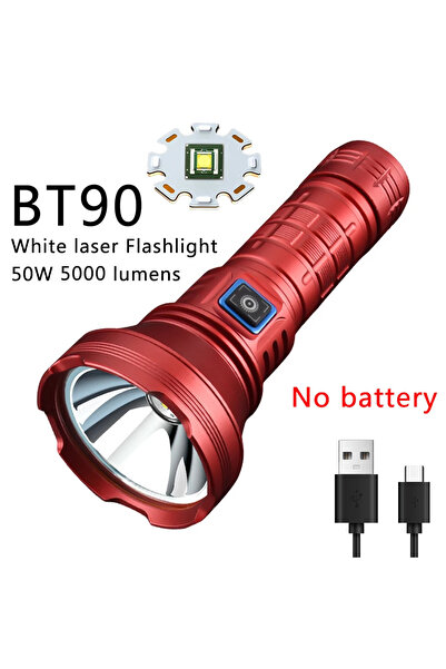 Heinast مصباح يدوي LED أحمر عالي الطاقة BT90 بقوة 5000 لومن، بدون بطارية، بقو...