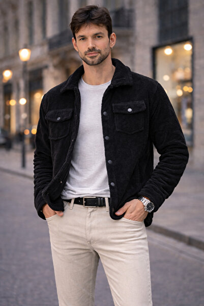 Polo State Men's Plush Soft Textured Sherpa Jacket Black