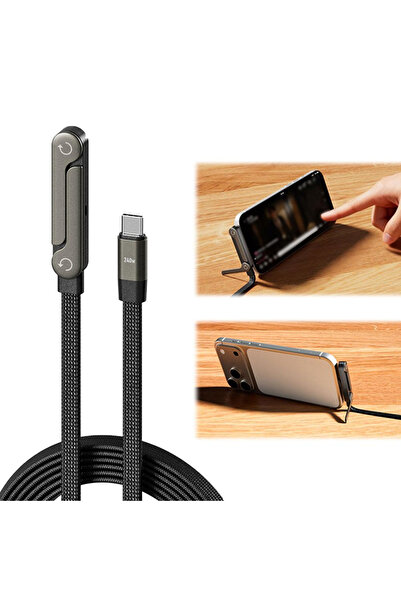 Choice كابل USB-C أسود بطول 1.5 متر، كابل شحن سريع 240 واط بطول 5 أقدام، كابل...