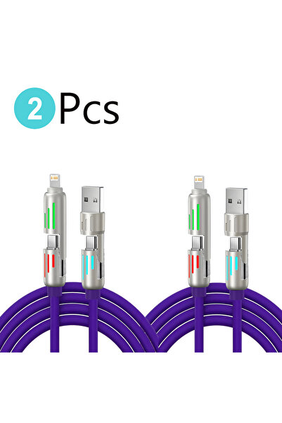 Choice 2pcs Purple 1/2/3Pcs 4-IN-1 240W USB Type C To USB C Cable PD Fast Cha...