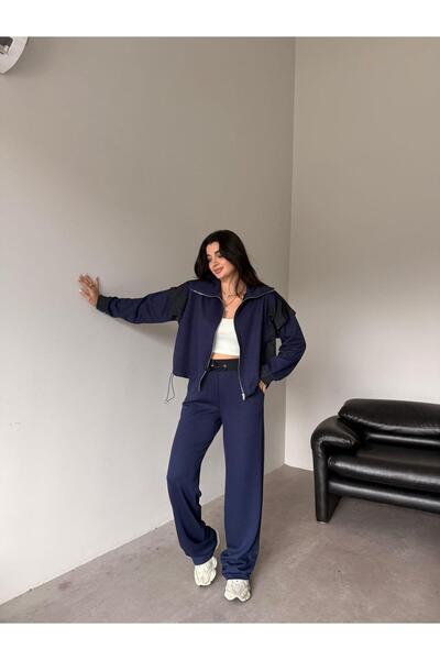 Bade Butik Navy Blue Parachute Detailed Drawstring Suit