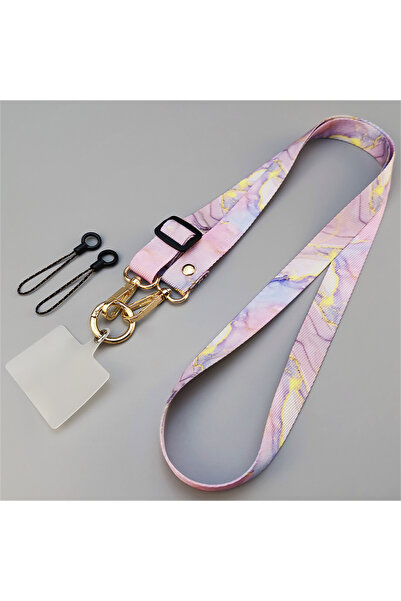 choice2 حبل تعليق للهاتف بتصميم رخامي بنفسجي من البوليستر/النايلون، قابل للتع...