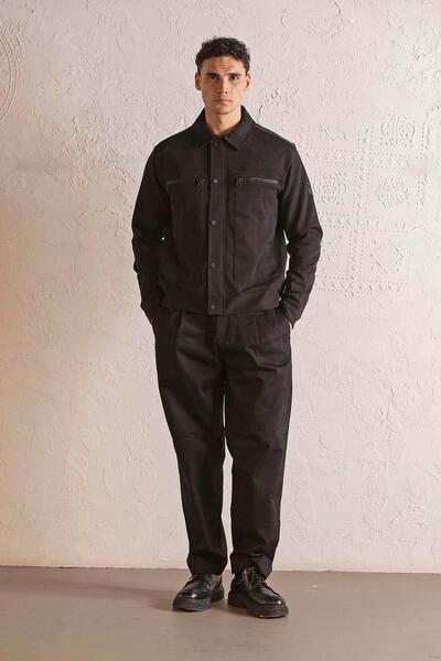 GMG FIRENZE Gömlek Yaka Cep Baskı Tasarımlı Erkek Örme Mont