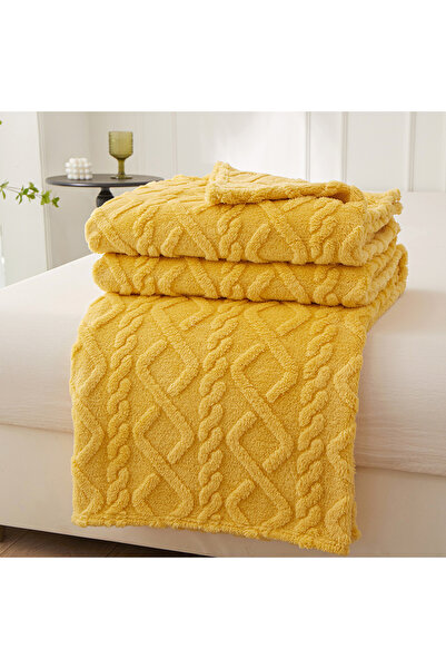 Choice 70x100cm 1pcs Yellow 2025 new solid color skin-friendly Tafu fleece bl...