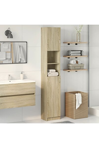 vidaxl Bathroom Cabinet Sonoma Oak 32x25.5x190 cm Engineered Wood