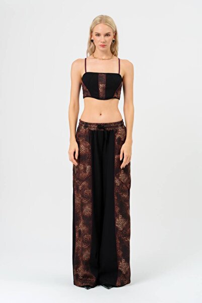 tw3 Bustieră crop pentru femei, din țesătură leopard, cu design detaliu vipușcă