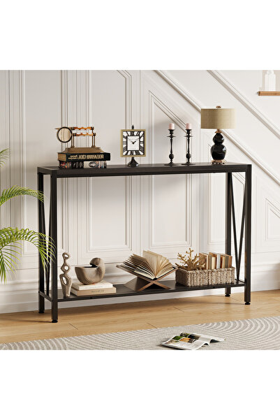 Garvee طاولات كونسول، طاولة جانبية ضيقة من طبقتين للأريكة، مناسبة للمدخل أو ا...