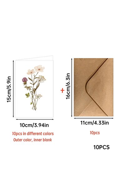 Choice 1set 10 Pack Blank Greet Cards Set with Envelopes Watercolor Wildflowe...