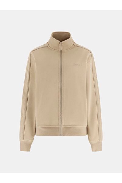 Guess Octavia High Collar Full Zip Women's Beige Sweatshirt V5Bq15Kcx22-G1Bw