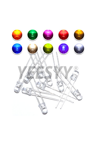 choice2 100 قطعة 10 ألوان 100 قطعة 3 مم ثنائي LED فائق السطوع دافئ أبيض أحمر ...