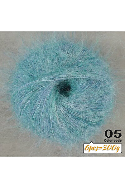 Choice 05 Blue Green 300g Colorful Long-Haired Alpaca Mohair Yarn, Handmade D...