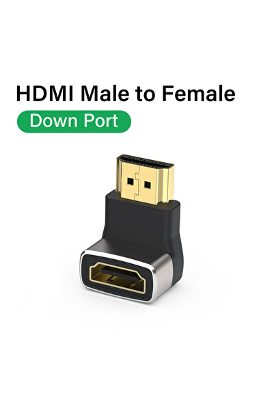 Choice محول كابل HDMI 2.1 متوافق مع منفذ سفلي بدقة 8K، بزاوية 90 درجة، ذكر إل...