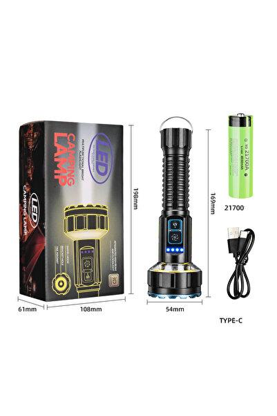 Choice مصباح يدوي عالي الإضاءة قابل لإعادة الشحن ببطارية 21700 ذات تركيز ثابت...