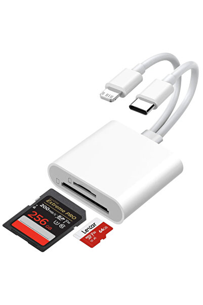 Choice WHITE 2-in-2 SD Card Reader for iPhone iPad Mac - High-Speed USB C & L...