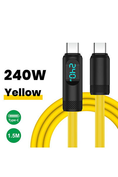 Choice كابل شحن سريع رقمي Elough أصفر بطول 1.5 متر بقدرة 240 واط، مزود بمنفذي...