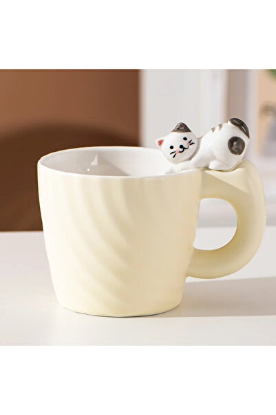 Choice 301-400ml White Creative Cartoon Cat Ceramic Mug Cute Cat Cup Children...