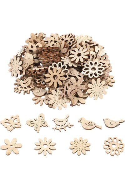 Choice 3 سم، 50 قطعة، قصاصات خشبية لتزيين الطاولة، زينة ريفية، طيور، فراشات، ...