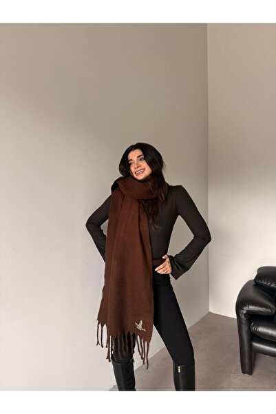 Bade Butik Brown Bird Detailed Scarf