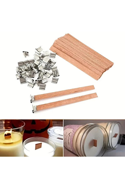 Choice 10pcs Wooden Candles Wick With Sustainer Tab Candle Wick Core For DIY ...