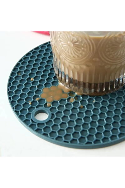 Choice1 قاعدة أكواب دائرية زرقاء مقاومة للحرارة مصنوعة من السيليكون، عازلة لل...