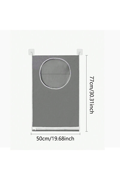 Choice حقيبة تخزين غسيل رمادية اللون، قطعة واحدة، تُعلق على الحائط، بفتحة دائ...