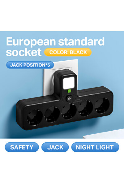Choice EU Plug Black-8025L 1pc EU power board, switch power plug, with indepe...