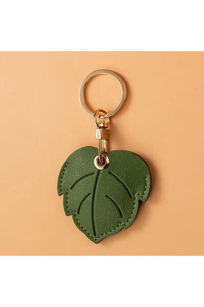 Choice Wide green leaves Leather Keychain Holder Case for AirTag Cute Protect...