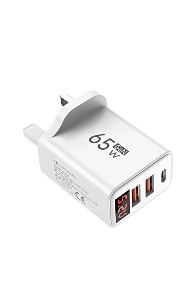 Choice شاحن جداري أبيض اللون بقوة 65 واط بمنفذ USB من النوع C، مزود بقابس بري...