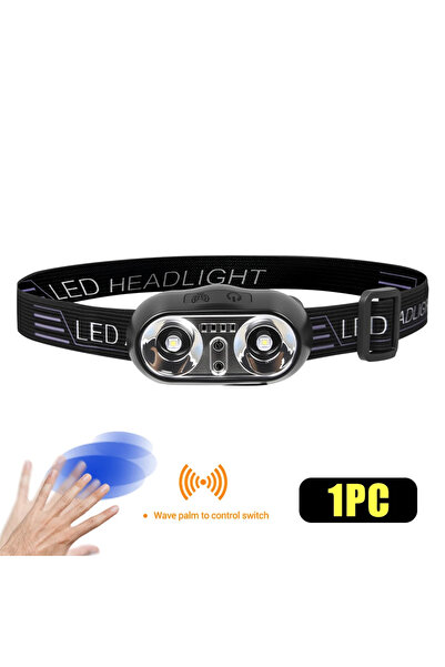 Heinast 1pc Strong Light Headlamp Portable LED Sensor Headlamp USB Rechargeab...