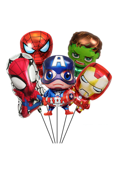 Choice as picture style-1 5pcs Cartoon Spiderman Iron Man Aluminum Film Ballo...