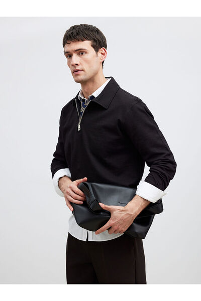 LC Waikiki Men's Black Polo Neck Sweatshirt