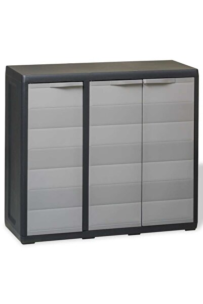 vidaxl Garden Storage Cabinet with 2 Shelves Black and Grey