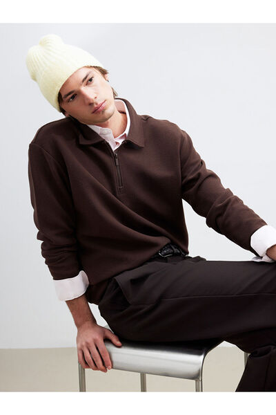 LC Waikiki Brown Polo Neck Men's Sweatshirt