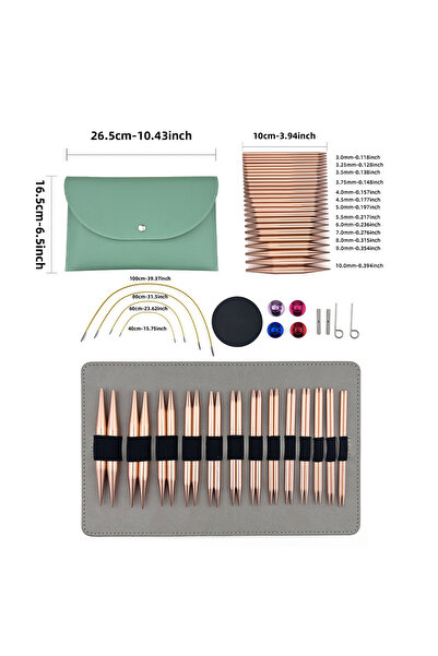 Choice1 مجموعة واحدة من 39 إبرة حياكة سترات، لون وردي، إبر دائرية قابلة للإزا...