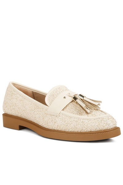london Rag Women Tassels Detail Flat Loafers in Cream