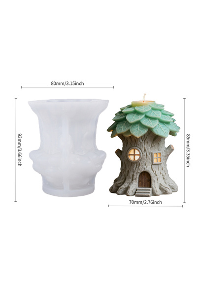 Choice قوالب شموع على شكل بيت شجرة خيالي، مصنوعة من أوراق الشجر، لصنع الشموع ...