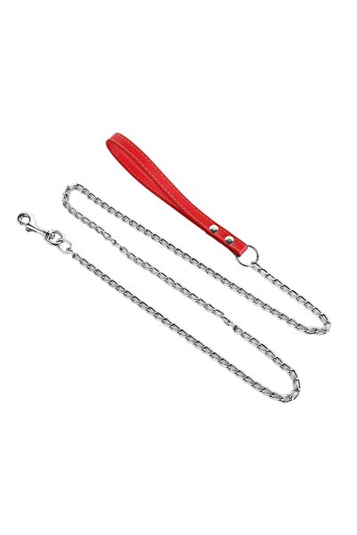 Choice Red Heavy Duty Metal Chain Dog Lead With Leather Handle Long Strong Co...