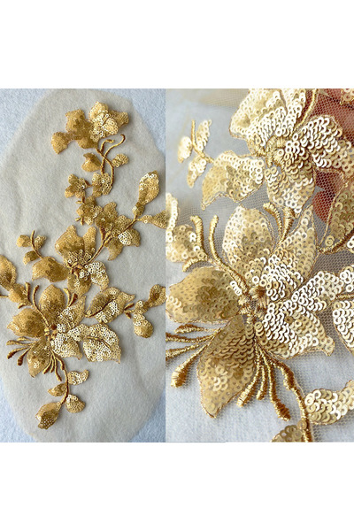 Choice3 Gold 1Pc Colorful Sequin Magnolia Flower Style Embroidery Patch Sew O...