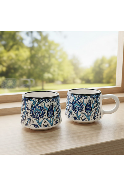 RGS HOMELİFE 2'li El Yapımı Seramik Kupa Seti, Seramik Kahve, Espresso ve Çay...